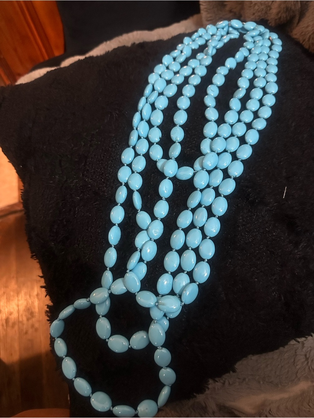 Turquoise Blue Beaded Statement Necklace - Unbranded
